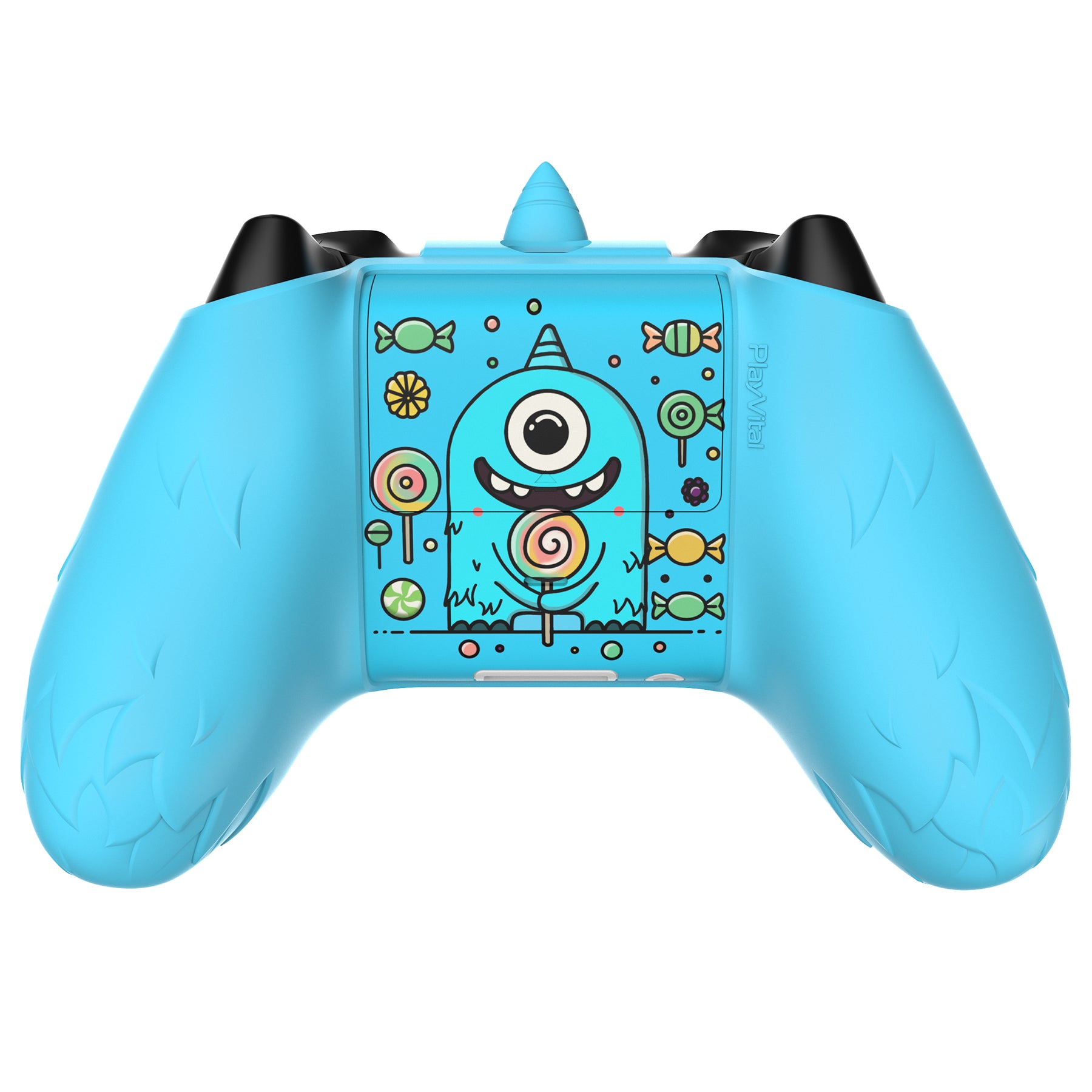 PlayVital MonoEye Monster Cute Silicone Cover with Thumb Grips Caps for Xbox Series X/S Controller - Blue PlayVital