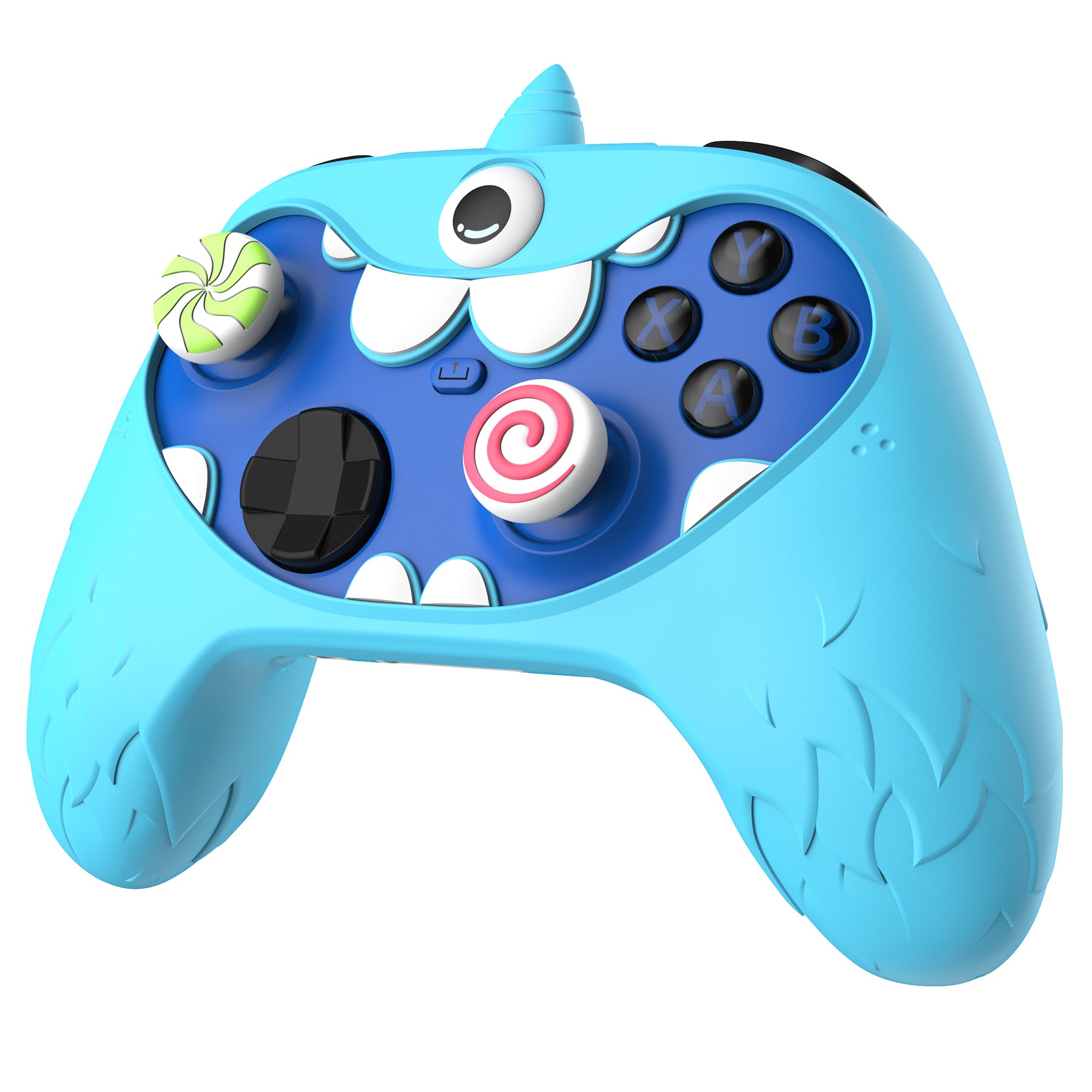 PlayVital MonoEye Monster Cute Silicone Cover with Thumb Grips Caps for Xbox Series X/S Controller - Blue PlayVital