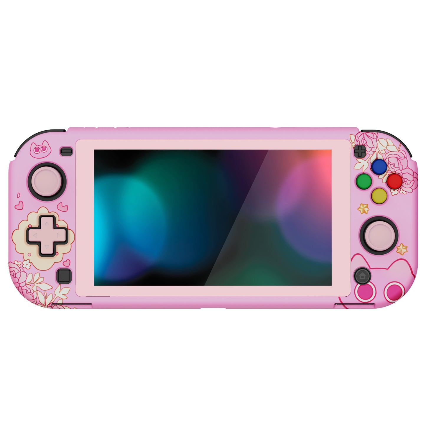 PlayVital PP&VV Hard Shell Protective Case with Screen Protector & Thumb Grip Caps & Button Caps for Nintendo Switch Lite - Pink - PSLYR018 playvital