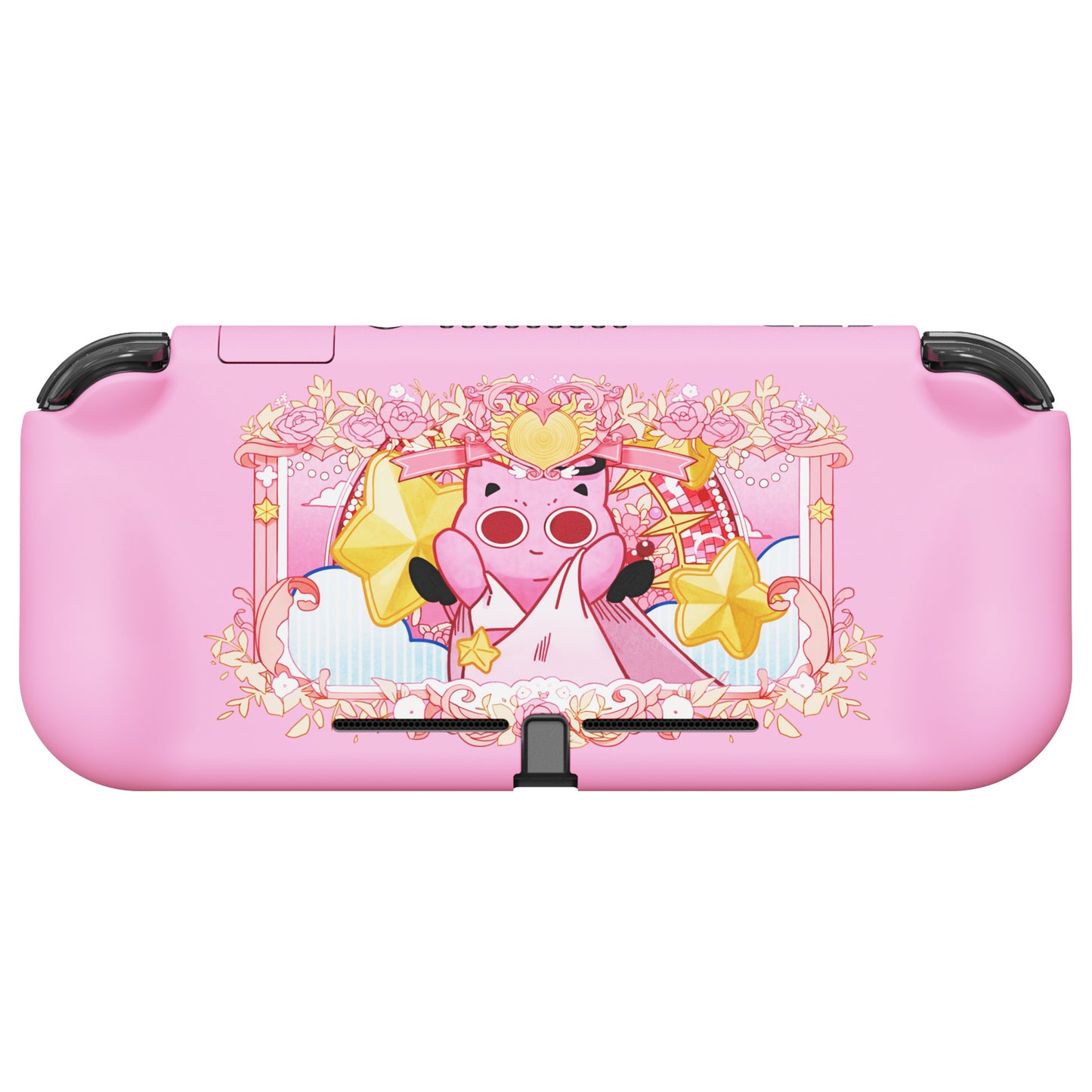 PlayVital PP&VV Hard Shell Protective Case with Screen Protector & Thumb Grip Caps & Button Caps for Nintendo Switch Lite - Pink - PSLYR018 playvital