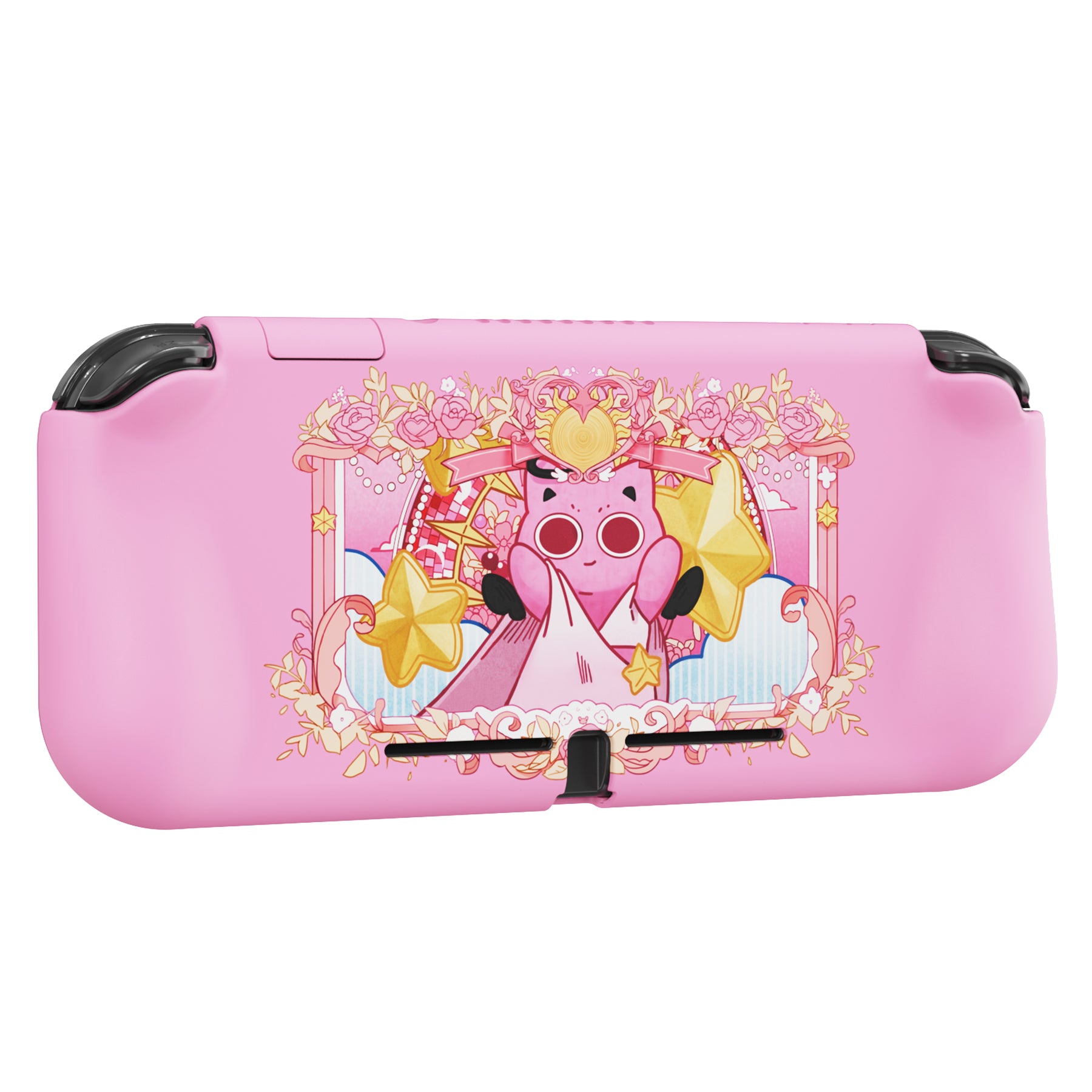 PlayVital PP&VV Hard Shell Protective Case with Screen Protector & Thumb Grip Caps & Button Caps for Nintendo Switch Lite - Pink - PSLYR018 playvital
