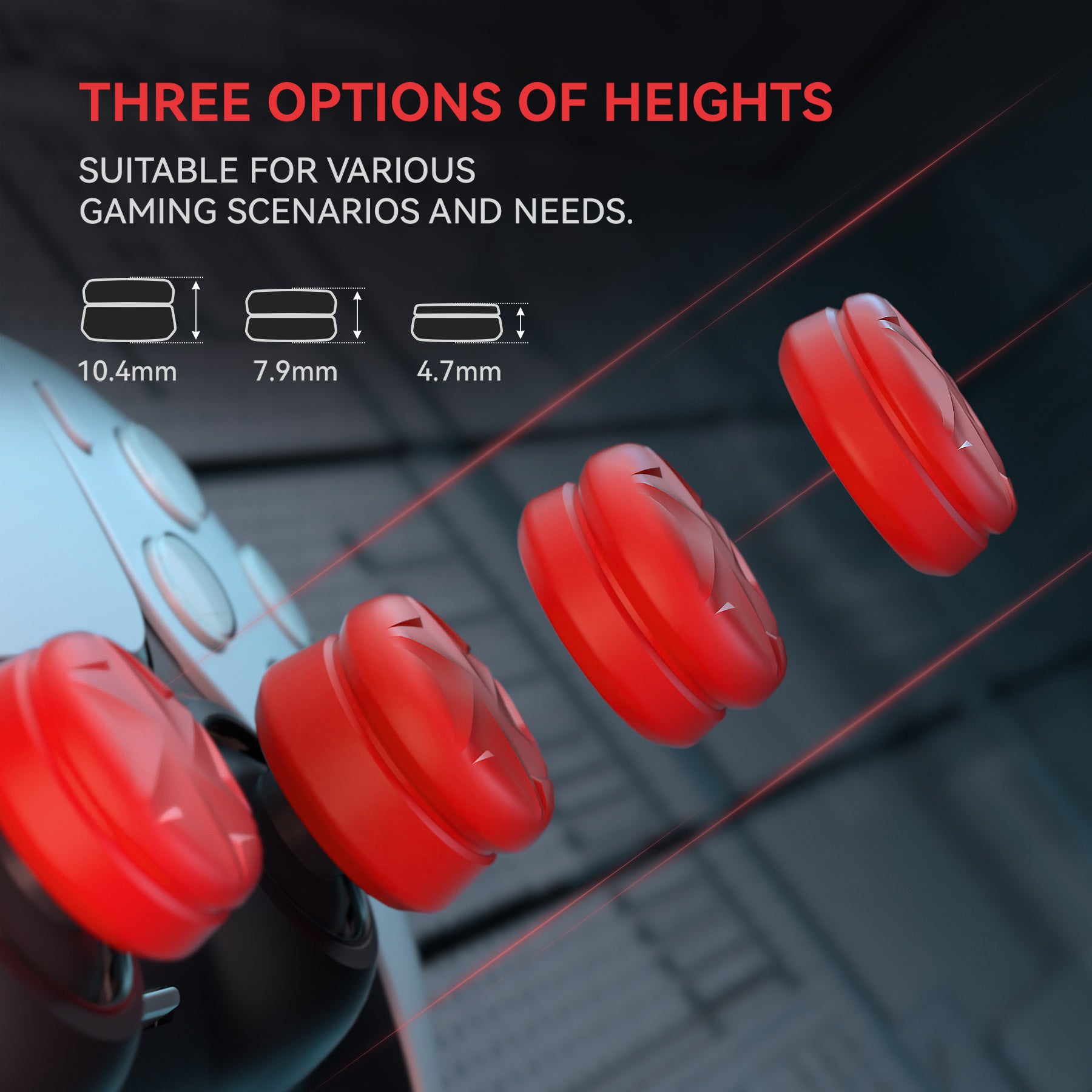 PlayVital Razor Thumbs Cushion Thumb Grips Caps for PS5 & PS4 & Switch Pro & Xbox Elite Series 2 & Xbox One & Xbox Core Wireless Controller - Passion Red - PJM3061 PlayVital