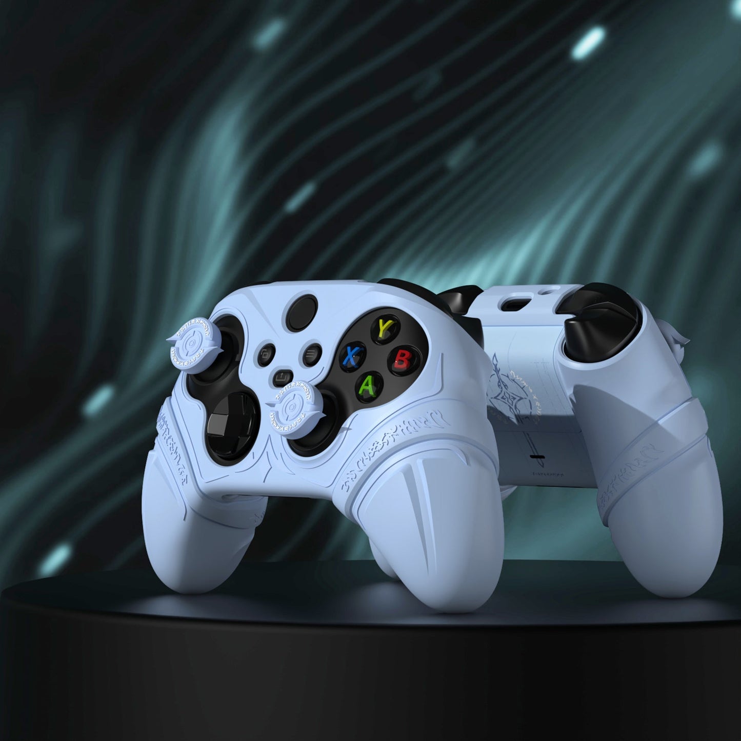 PlayVital Runes Edition Silicone Controller Cover with Thumbstick Cap & Sticker for Xbox Series X/S Controller & Xbox Core Wireless Controller - Blue PlayVital
