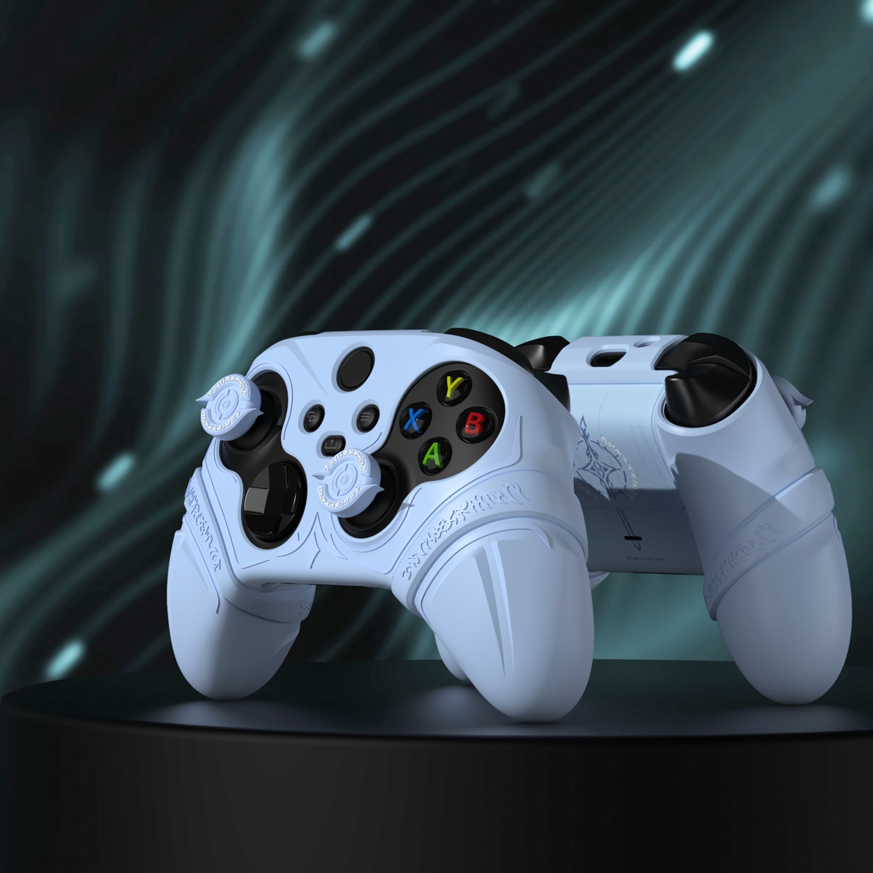 PlayVital Runes Edition Silicone Controller Cover with Thumbstick Cap & Sticker for Xbox Series X/S Controller & Xbox Core Wireless Controller - Blue PlayVital