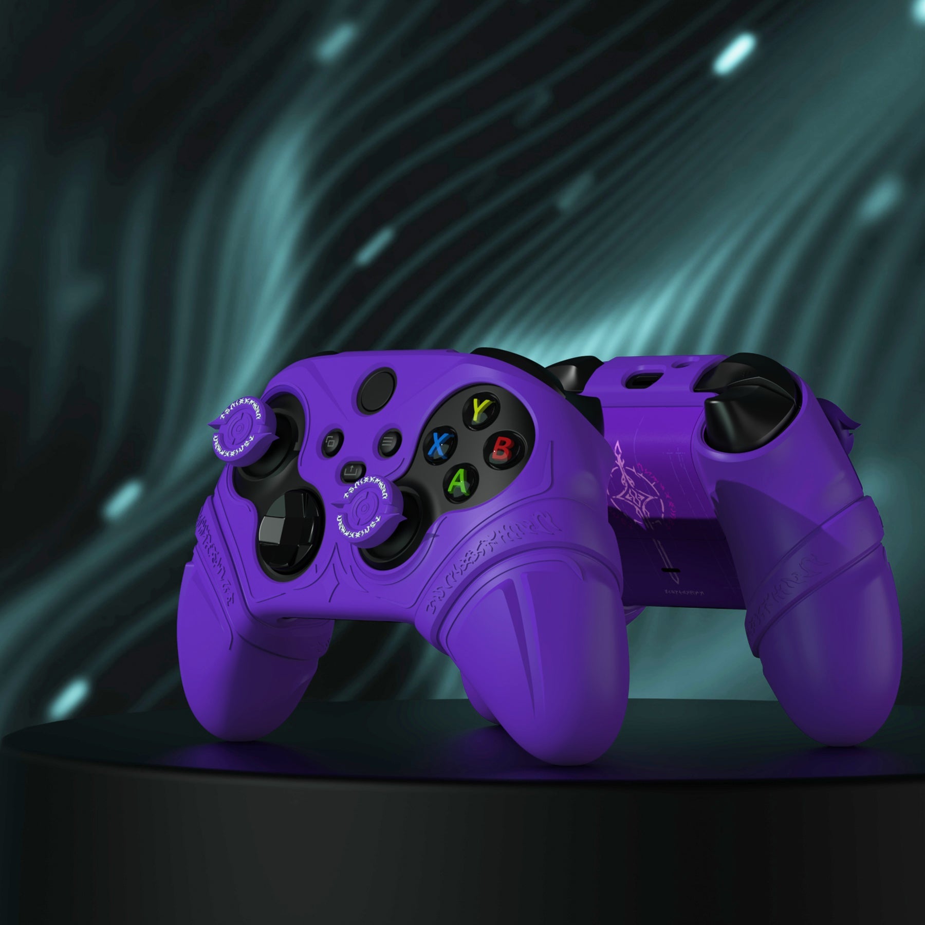 PlayVital Runes Edition Silicone Controller Cover with Thumbstick Cap & Sticker for Xbox Series X/S Controller & Xbox Core Wireless Controller - Purple PlayVital