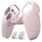 PlayVital Samurai Edition Anti-Slip Silicone Cover Skin with Thumb Grip Caps for PS5 Wireless Controller - Pink PlayVital