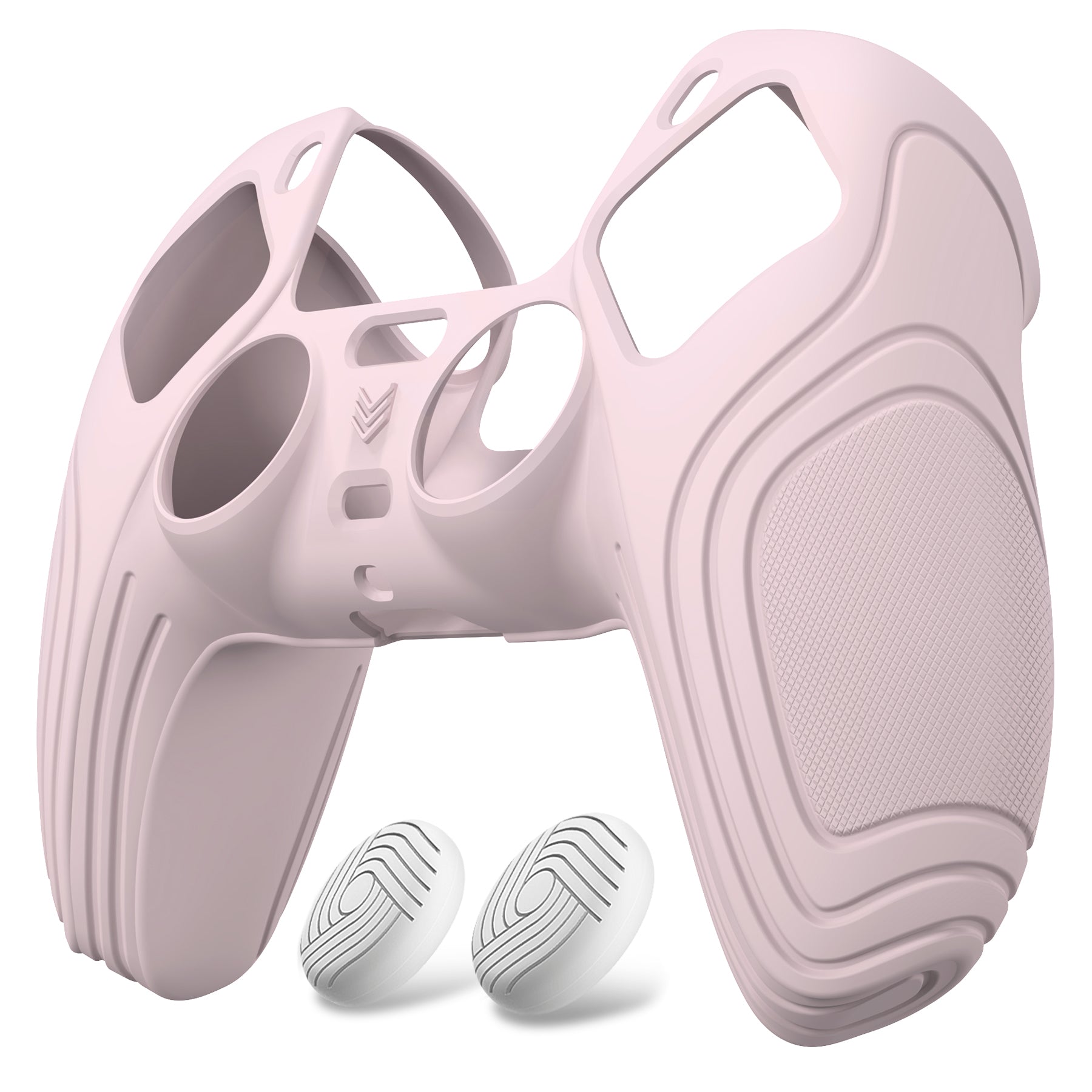 PlayVital Samurai Edition Anti-Slip Silicone Cover Skin with Thumb Grip Caps for PS5 Wireless Controller - Pink PlayVital