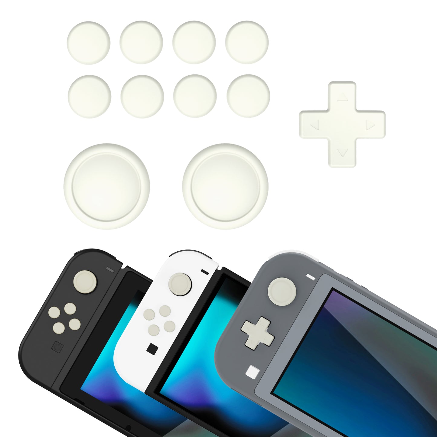 PlayVital Silicone Button Covers and Thumb Grip Set for Nintendo Switch & Switch OLED & Switch Lite ABXY Directional Key Button Caps with Switch Lite D-Pad Button Cap - Antique Yellow PlayVital