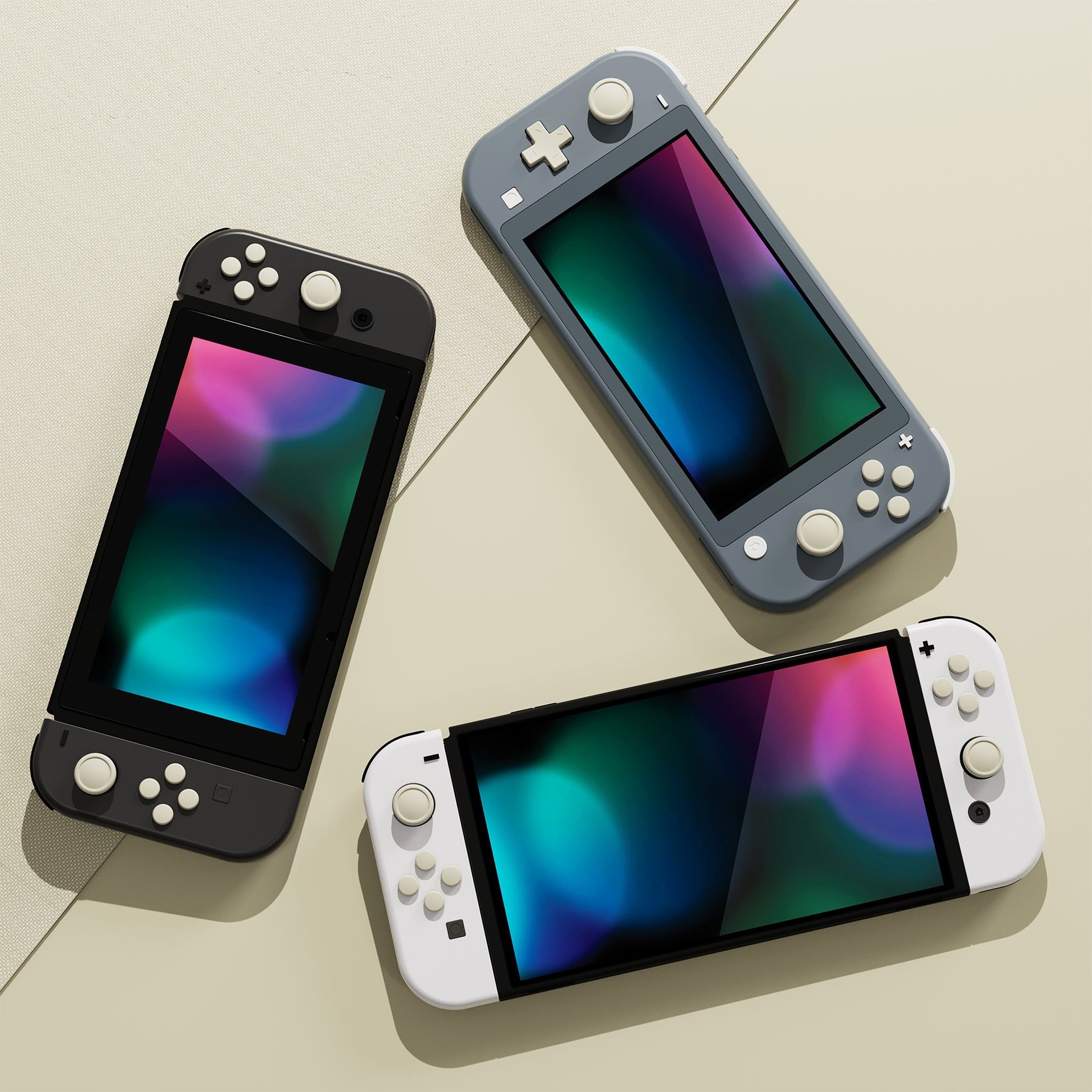 PlayVital Silicone Button Covers and Thumb Grip Set for Nintendo Switch & Switch OLED & Switch Lite ABXY Directional Key Button Caps with Switch Lite D-Pad Button Cap - Antique Yellow PlayVital