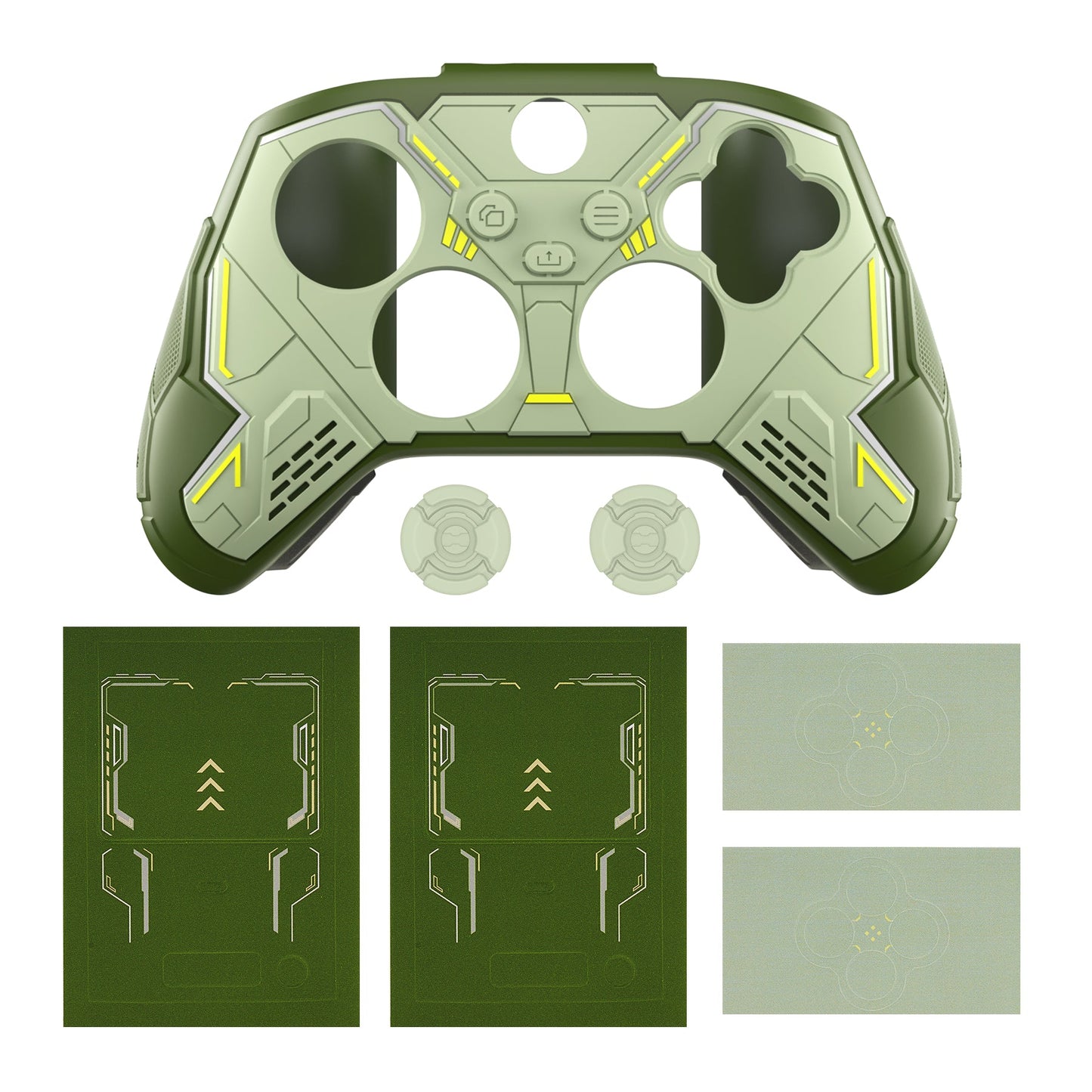 PlayVital Stellar Mecha Silicone Cover Skin for Xbox Series X/S Controller with Thumb Grips & Sticker, Anti-slip Grip Protector for Xbox Core Wireless Controller - Army Green & Sage Green PlayVital