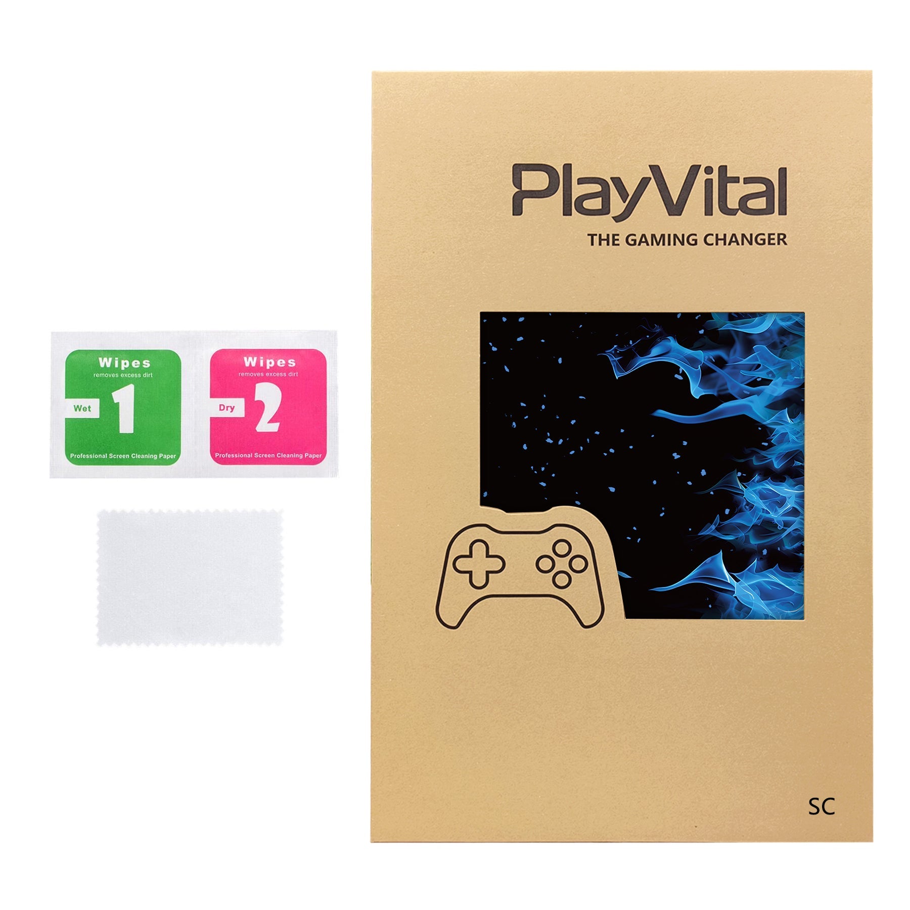 PlayVital for Steam Controller 2 Vinyl Skin (3-Pack), Scratch-Resistant, No-Residue Decal Stickers for Steam Controller Accessories – Blue Flame PlayVital