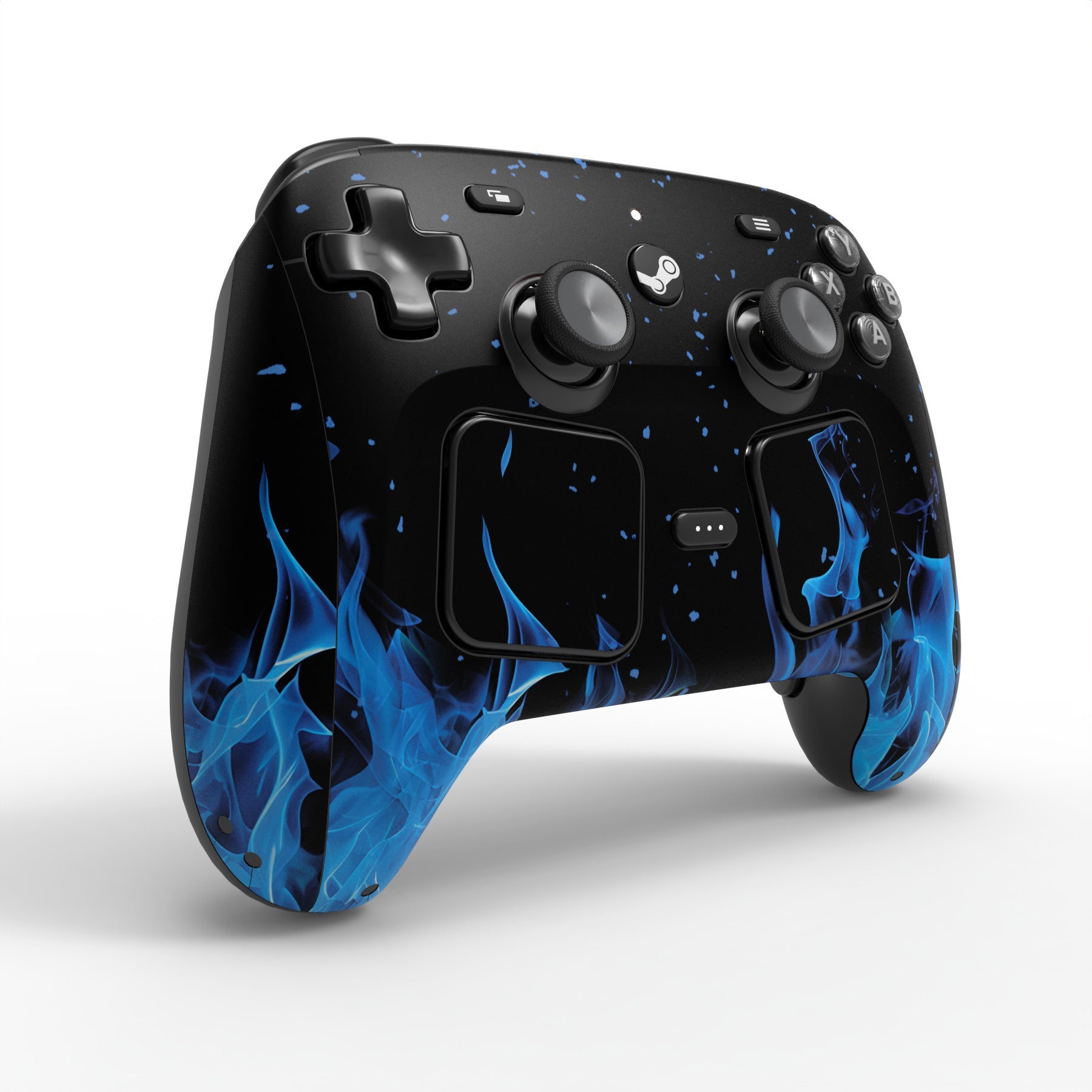 PlayVital for Steam Controller 2 Vinyl Skin (3-Pack), Scratch-Resistant, No-Residue Decal Stickers for Steam Controller Accessories – Blue Flame PlayVital