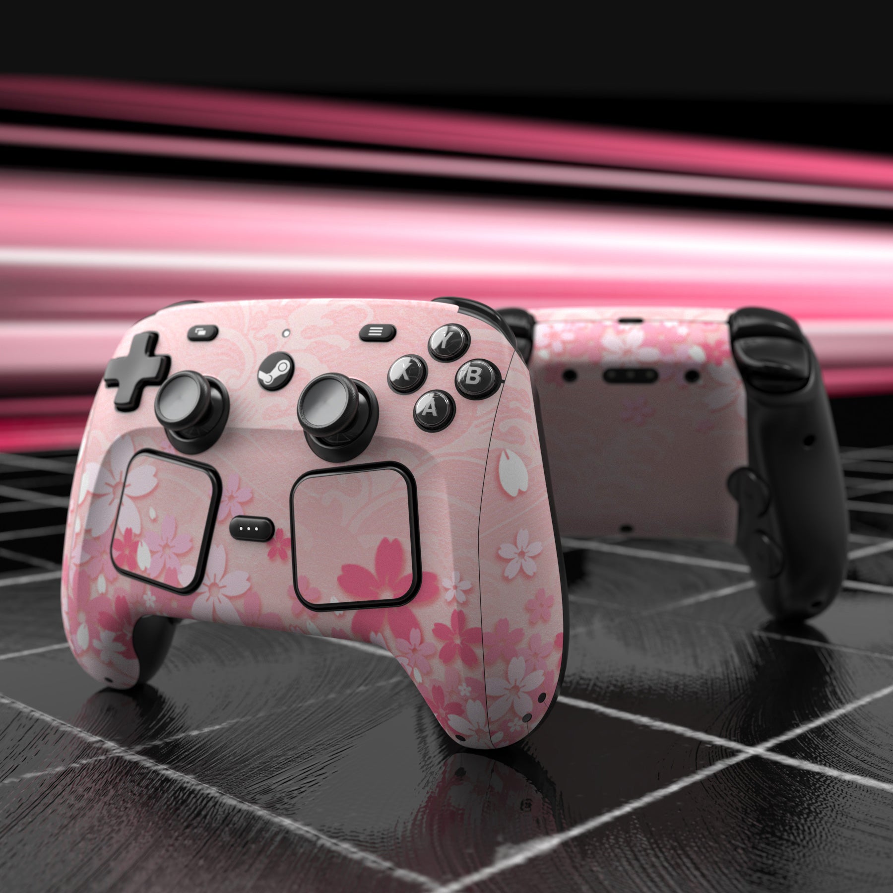 PlayVital for Steam Controller 2 Vinyl Skin (3-Pack), Scratch-Resistant, No-Residue Decal Stickers for Steam Controller Accessories – Cherry Blossoms Petals PlayVital
