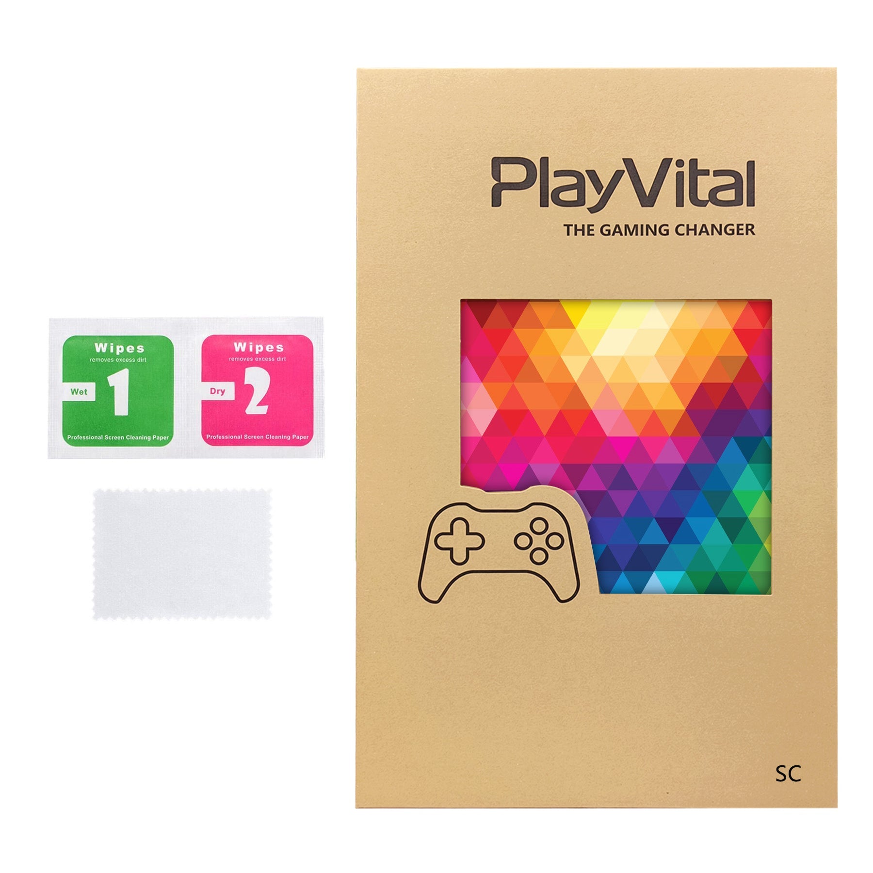 PlayVital for Steam Controller 2 Vinyl Skin (3-Pack), Scratch-Resistant, No-Residue Decal Stickers for Steam Controller Accessories – Colorful Triangle PlayVital