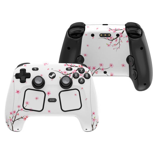 PlayVital for Steam Controller 2 Vinyl Skin (3-Pack), Scratch-Resistant, No-Residue Decal Stickers for Steam Controller Accessories – Falling Cherry Blossom PlayVital