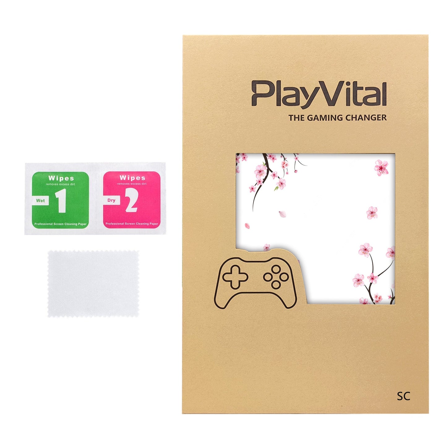 PlayVital for Steam Controller 2 Vinyl Skin (3-Pack), Scratch-Resistant, No-Residue Decal Stickers for Steam Controller Accessories – Falling Cherry Blossom PlayVital