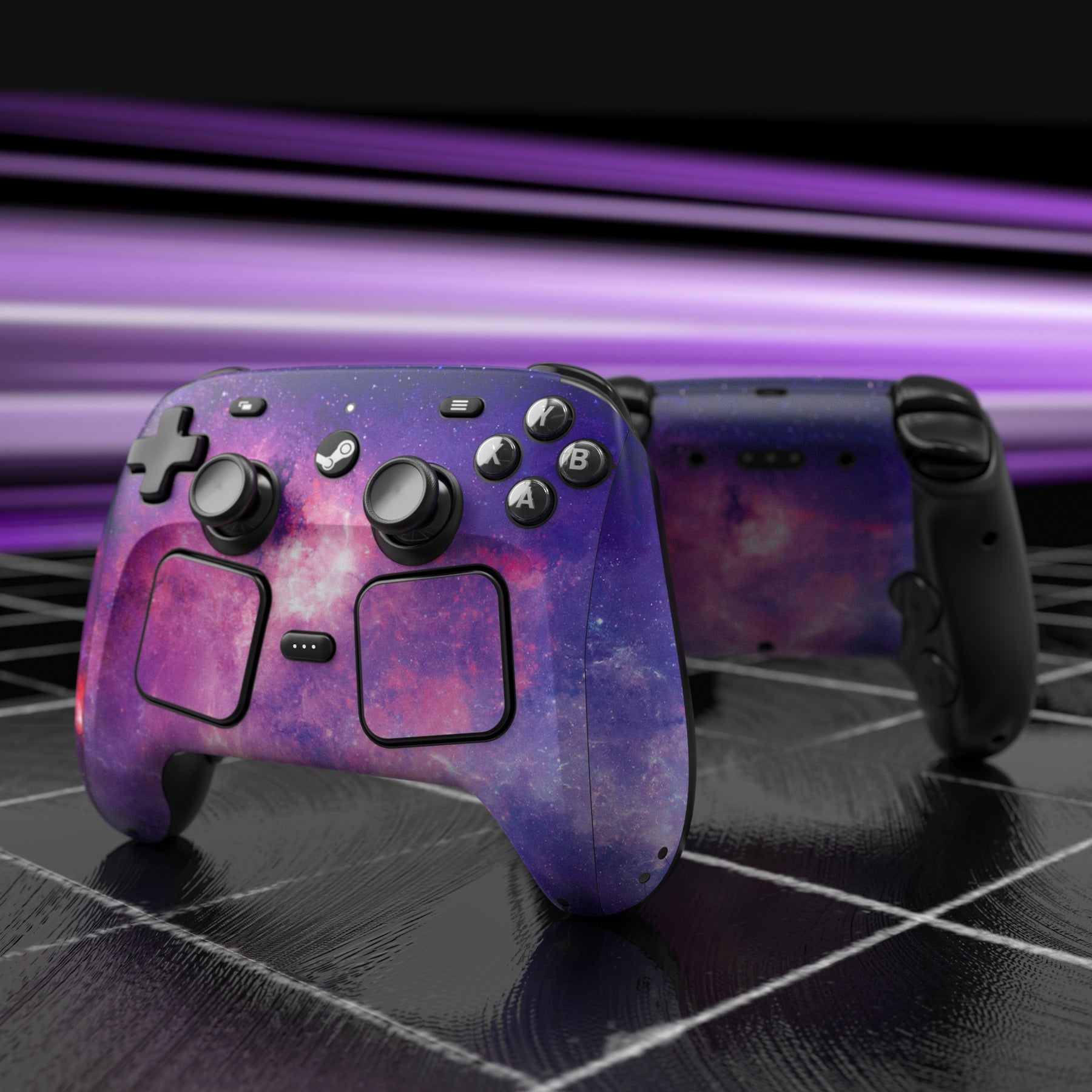 PlayVital for Steam Controller 2 Vinyl Skin (3-Pack), Scratch-Resistant, No-Residue Decal Stickers for Steam Controller Accessories – Nebula Galaxy PlayVital