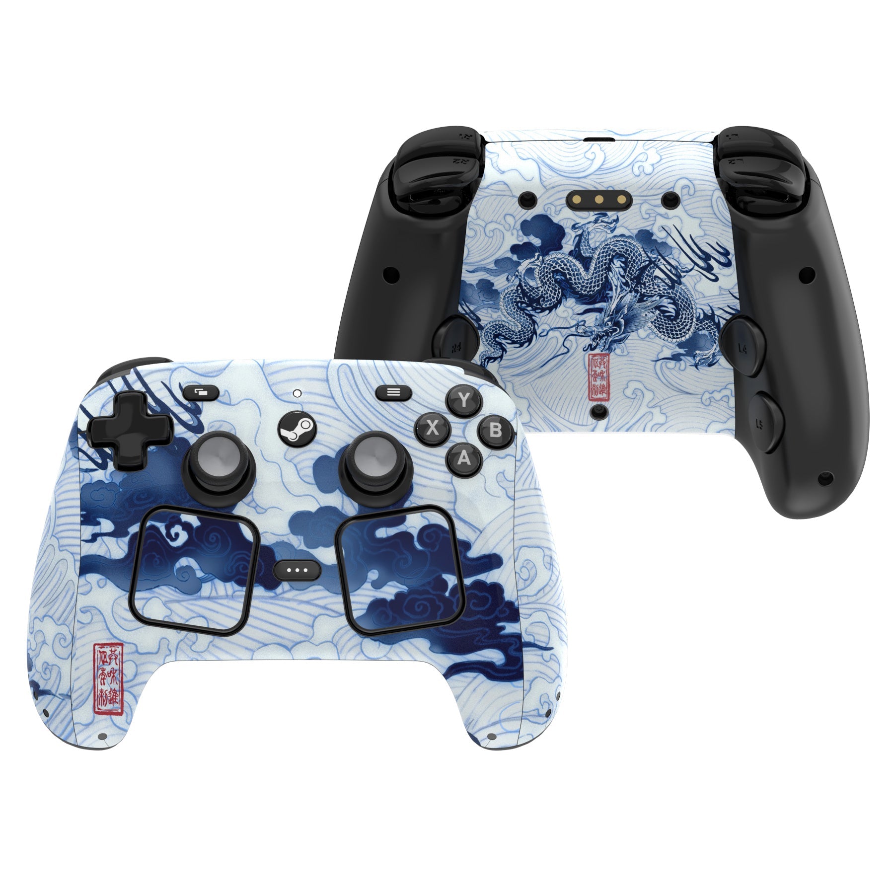 PlayVital for Steam Controller 2 Vinyl Skin (3-Pack), Scratch-Resistant, No-Residue Decal Stickers for Steam Controller Accessories – Qinghua Porcelain Style PlayVital