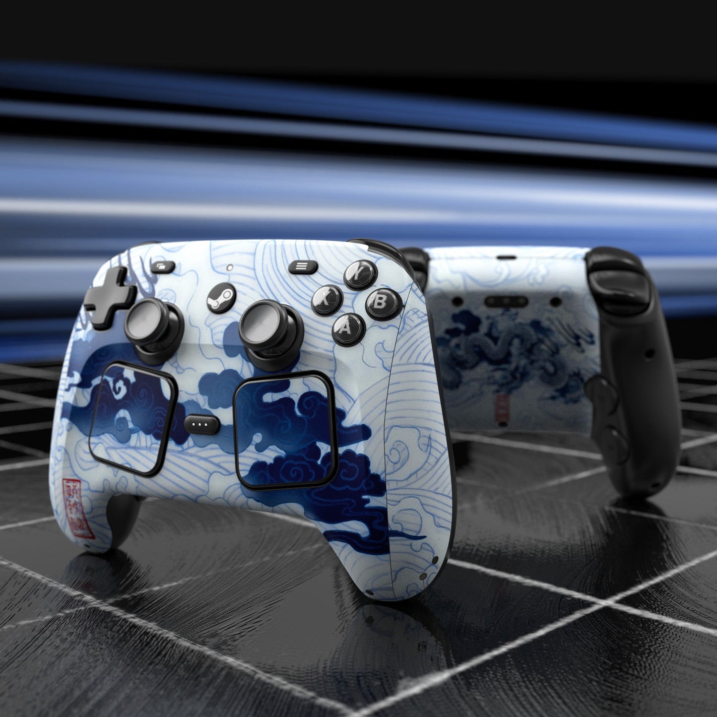 PlayVital for Steam Controller 2 Vinyl Skin (3-Pack), Scratch-Resistant, No-Residue Decal Stickers for Steam Controller Accessories – Qinghua Porcelain Style PlayVital