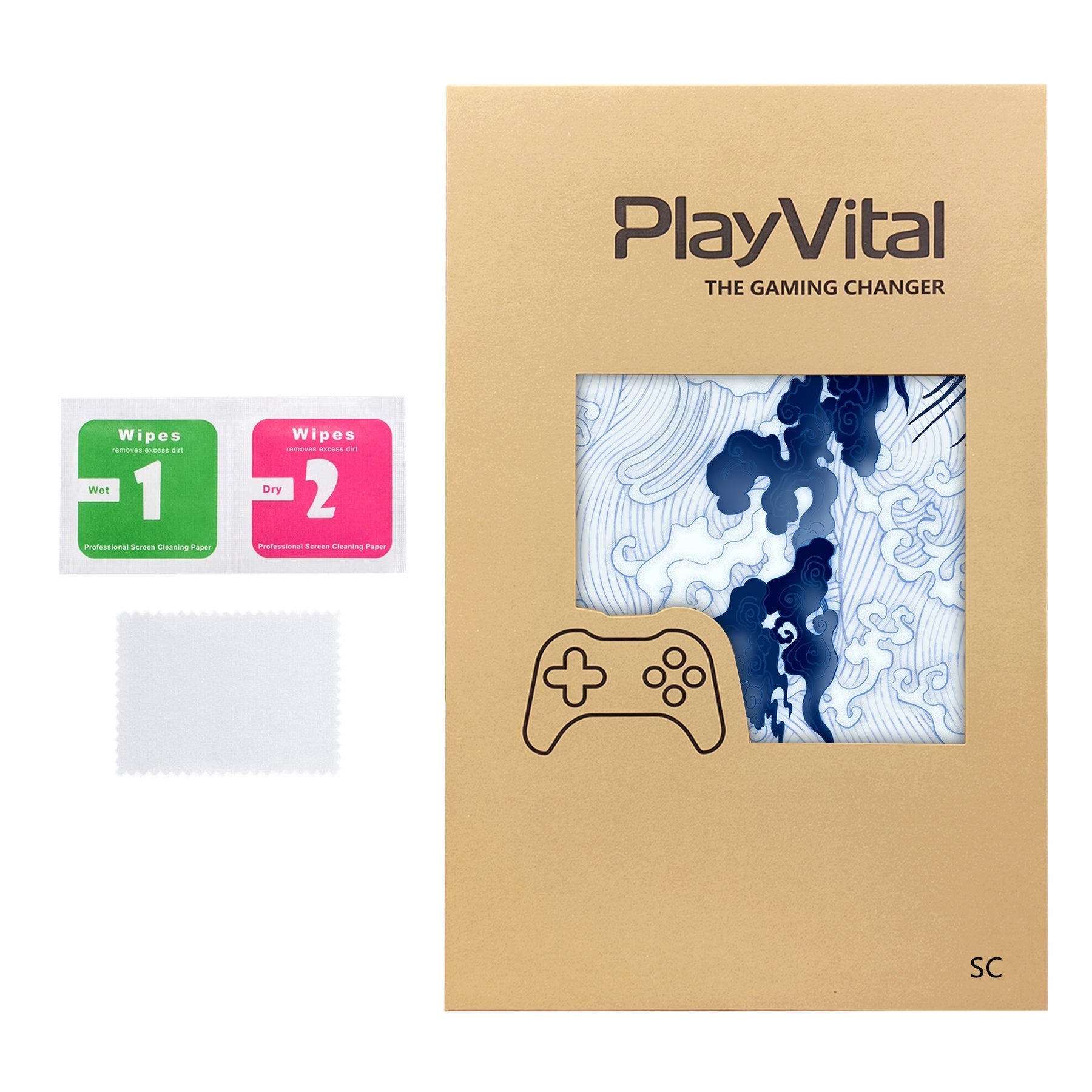PlayVital for Steam Controller 2 Vinyl Skin (3-Pack), Scratch-Resistant, No-Residue Decal Stickers for Steam Controller Accessories – Qinghua Porcelain Style PlayVital