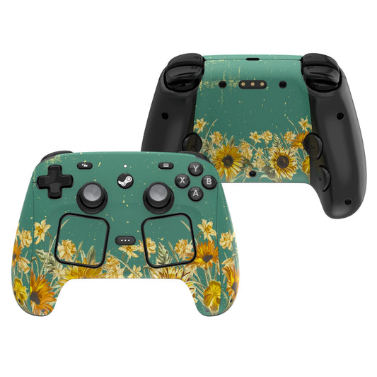 PlayVital for Steam Controller 2 Vinyl Skin (3-Pack), Scratch-Resistant, No-Residue Decal Stickers for Steam Controller Accessories – Sunflowers PlayVital