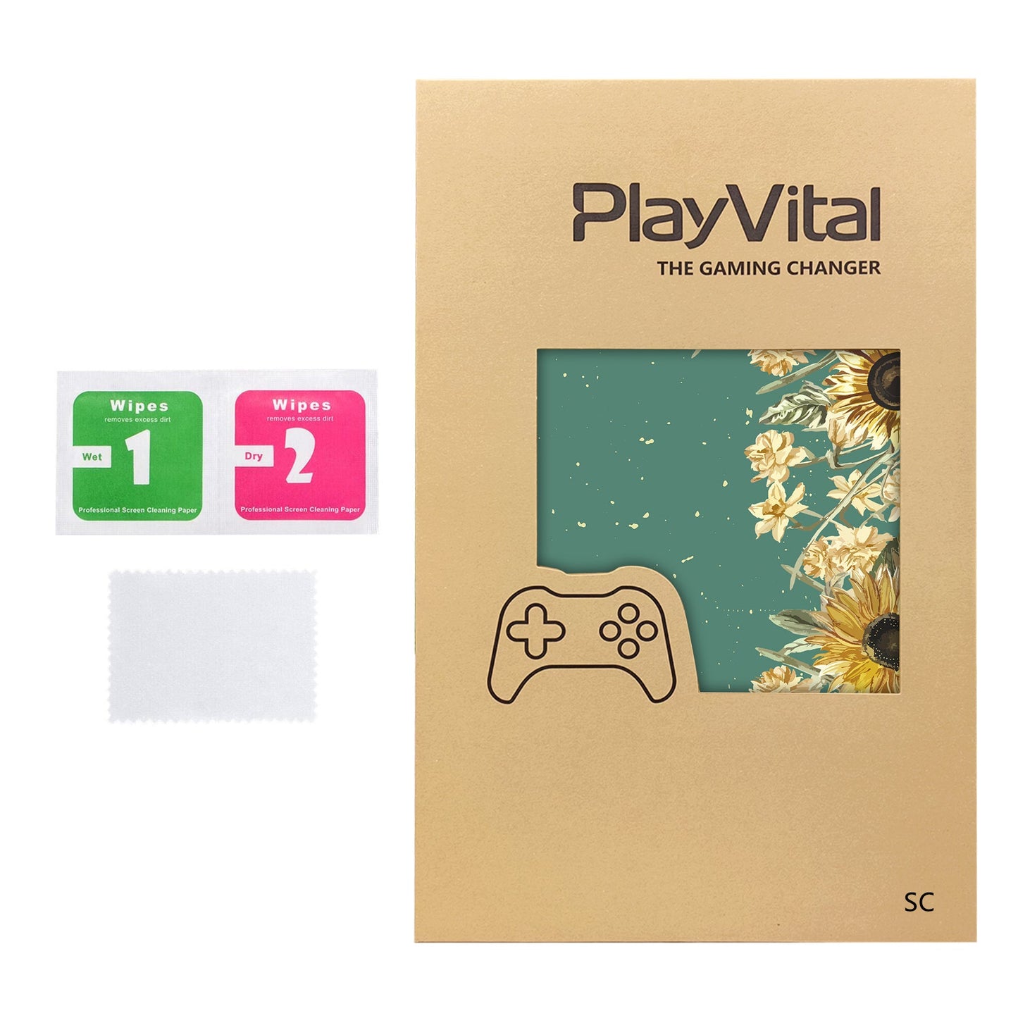 PlayVital for Steam Controller 2 Vinyl Skin (3-Pack), Scratch-Resistant, No-Residue Decal Stickers for Steam Controller Accessories – Sunflowers PlayVital