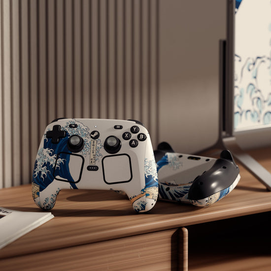 PlayVital for Steam Controller 2 Vinyl Skin (3-Pack), Scratch-Resistant, No-Residue Decal Stickers for Steam Controller Accessories – The Great Wave PlayVital