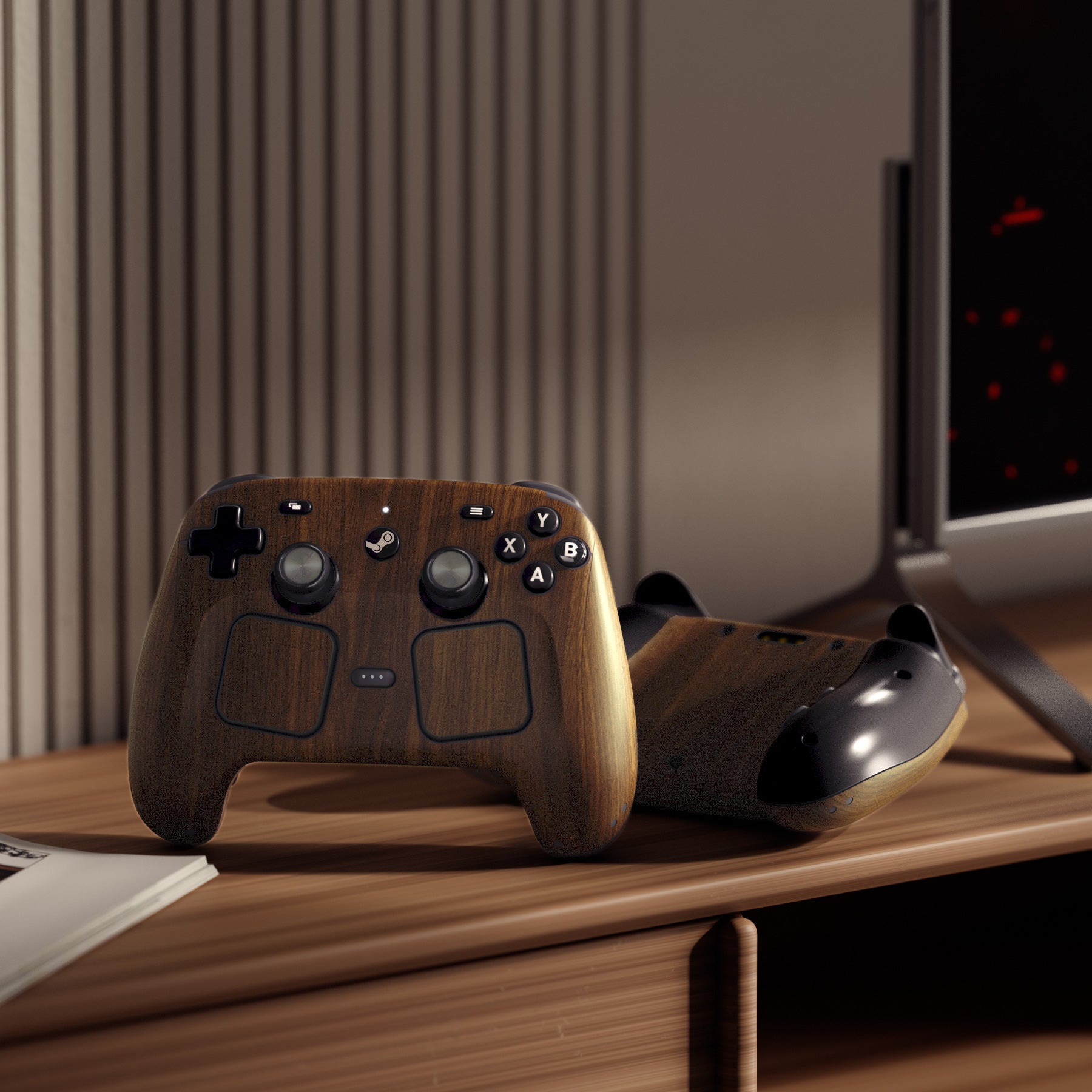 PlayVital for Steam Controller 2 Vinyl Skin (3-Pack), Scratch-Resistant, No-Residue Decal Stickers for Steam Controller Accessories – Wood Grain PlayVital