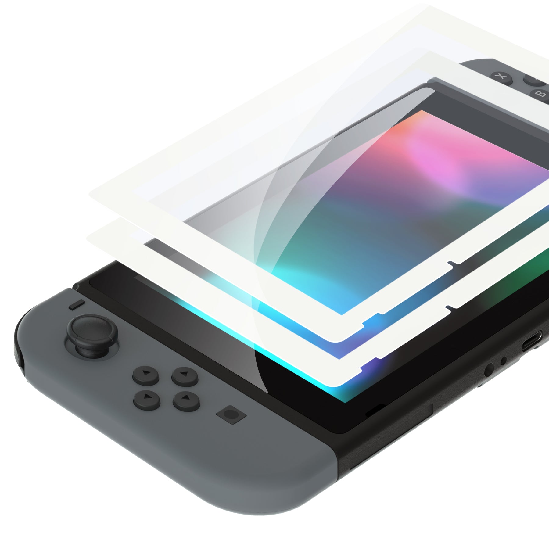 ニンテンドーSwitch PlayVital Nintendo Switch Tempered Glass Screen Protector - White