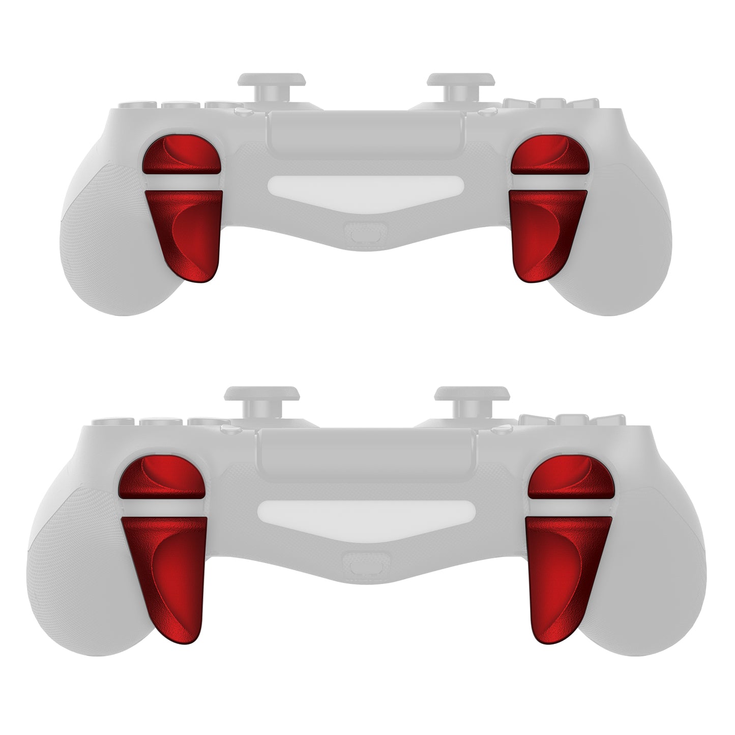 PlayVital 2 Pair Shoulder Buttons Extension Triggers for PS4 All Model Controller, Game Improvement Adjusters for PS4 Controller, Bumper Trigger Extenders for PS4 Slim Pro Controller - Scarlet Red - P4PJ004 PlayVital